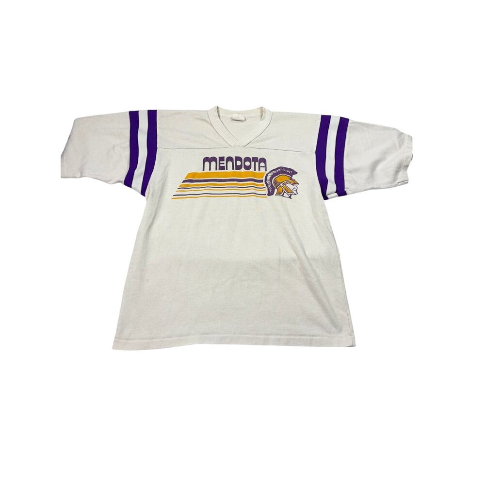 VTG Dodger Sportswear 1970s V neck T shirt. Mendota Trojans. Size M. athletic